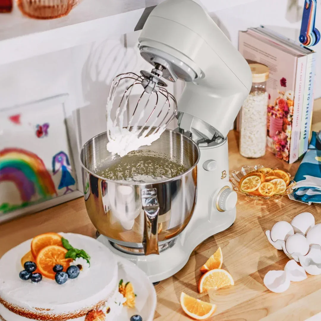 Beautiful 5.3 Qt Stand Mixer, White Icing with Flat Beater, Dough Hook, Balloon Whisk - Image 3