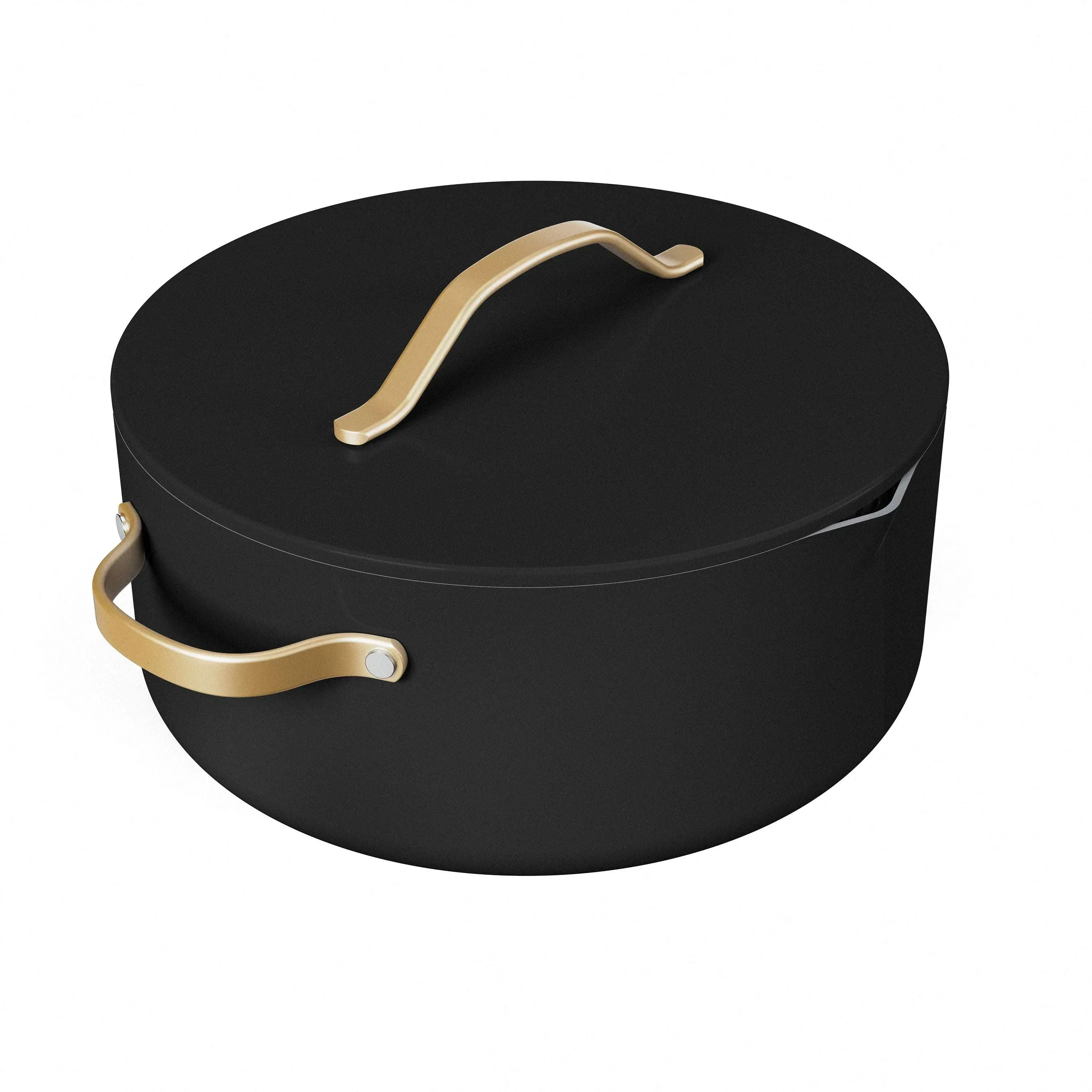Beautiful 8 Quart Ceramic Non-Stick Stock Pot with Strainer Lid, Black Sesame by Drew Barrymore - Image 2