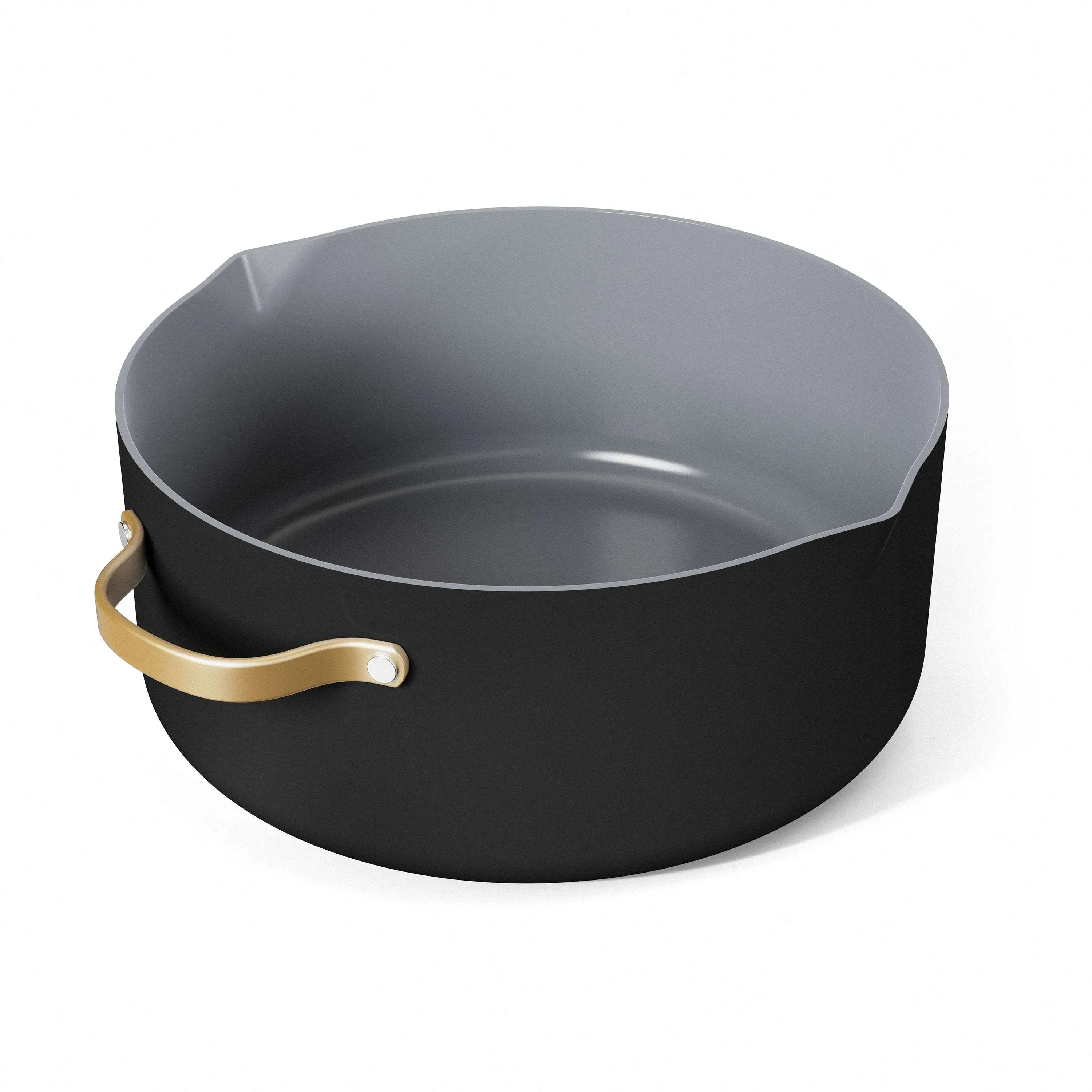 Beautiful 8 Quart Ceramic Non-Stick Stock Pot with Strainer Lid, Black Sesame by Drew Barrymore - Image 6