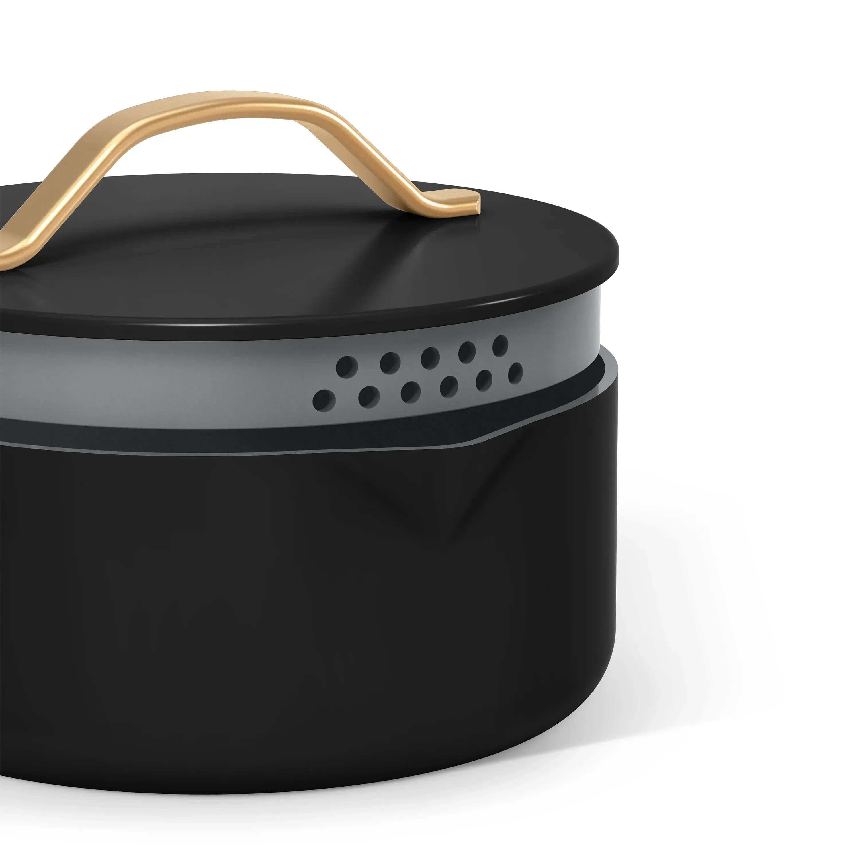 Beautiful 8 Quart Ceramic Non-Stick Stock Pot with Strainer Lid, Black Sesame by Drew Barrymore - Image 7