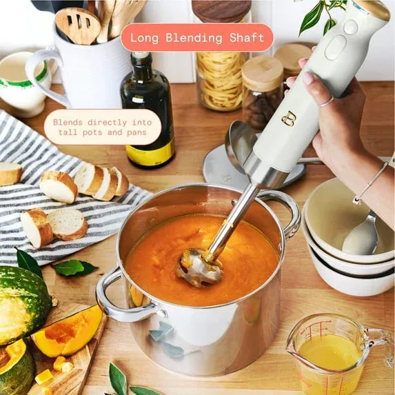 Beautiful Cordless Immersion Blender with Chopper, Whisk & Measuring Cup, White Icing by Drew Barrymore - Image 5