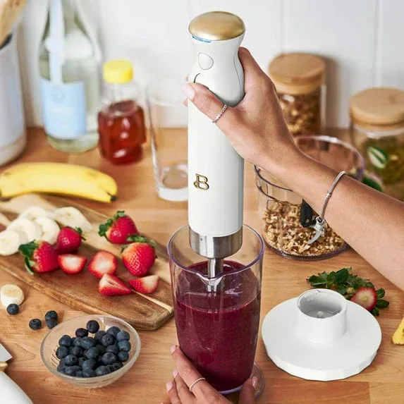Beautiful Cordless Immersion Blender with Chopper, Whisk & Measuring Cup, White Icing by Drew Barrymore - Image 7