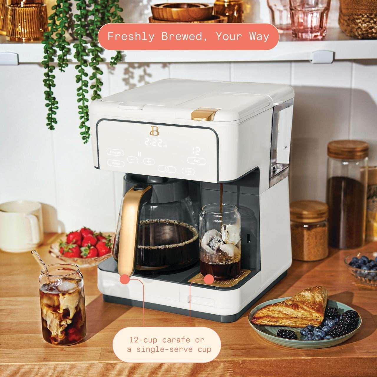 Beautiful Multi-Brew 12-Cup Programmable Drip & Single-Serve Coffee Maker, White Icing by Drew Barrymore - Image 11