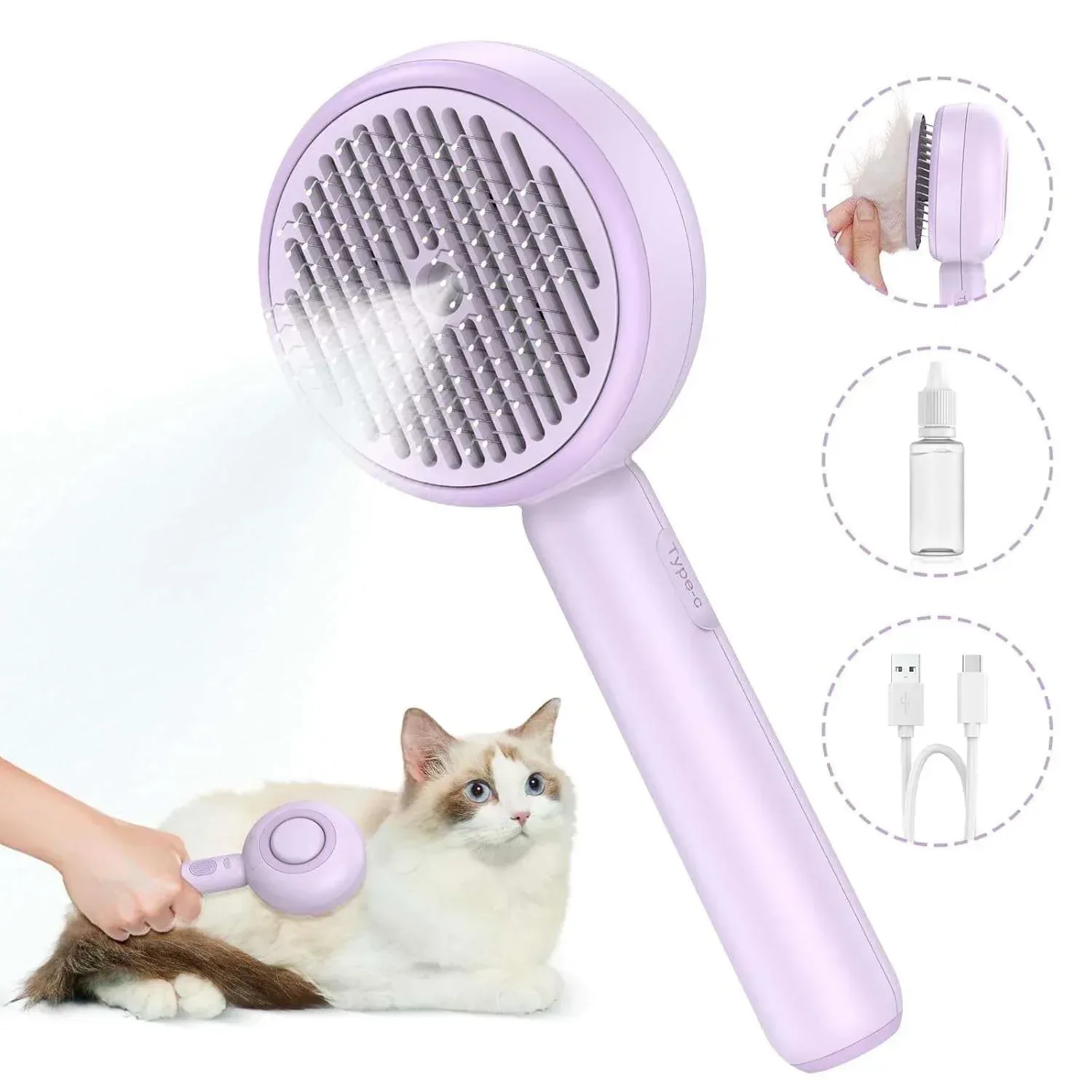 BEBANG Cat Steam Brush 3 in 1, One-Click Hair Removal Brush with Steam for Cats and Dogs - Image 8