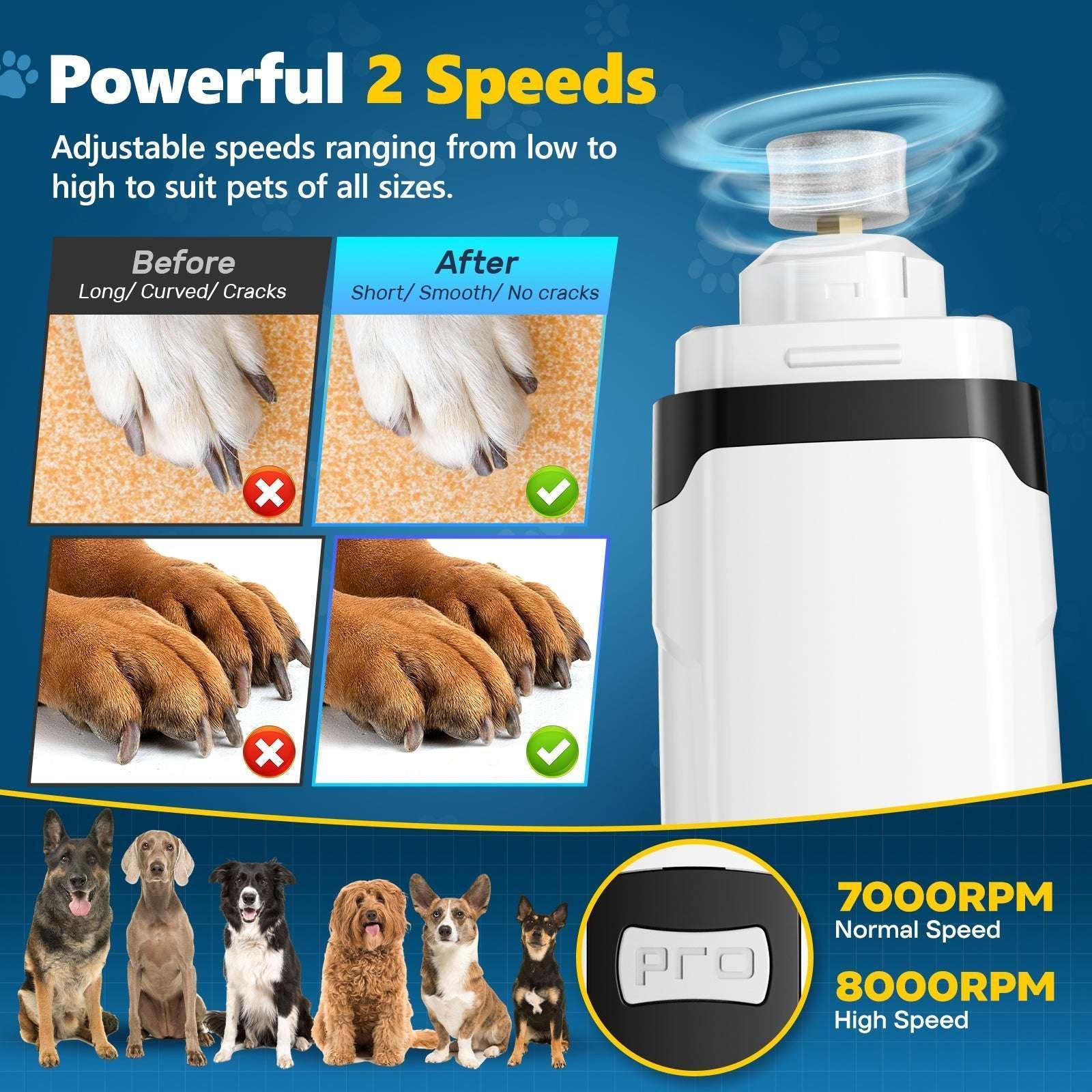 BEBANG Dog Nail Grinder, 2 LED Lights, Super Quiet and Low Vibration Electric Dog Nail Trimmers for Small Medium Large Dogs & Cats - Image 7