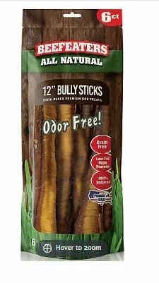 Beefeaters No Odor Natural Bully Sticks, 6 ct.