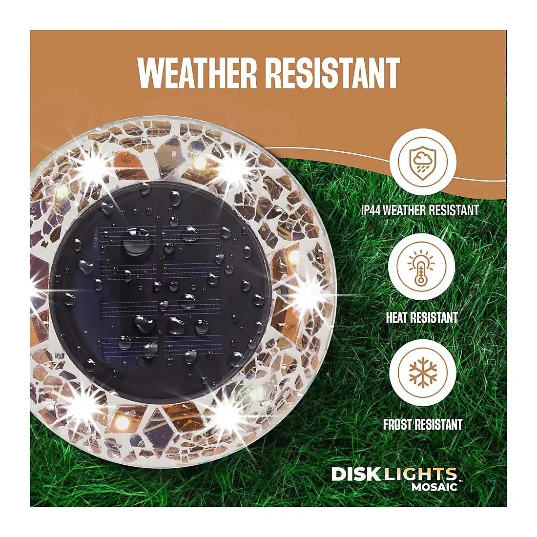 Bell + Howell Solar Mosaic Disk Lights Tan, 8 pk. - Image 4