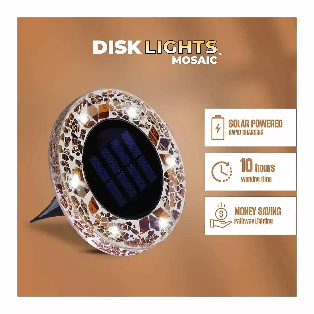 Bell + Howell Solar Mosaic Disk Lights Tan, 8 pk. - Image 5