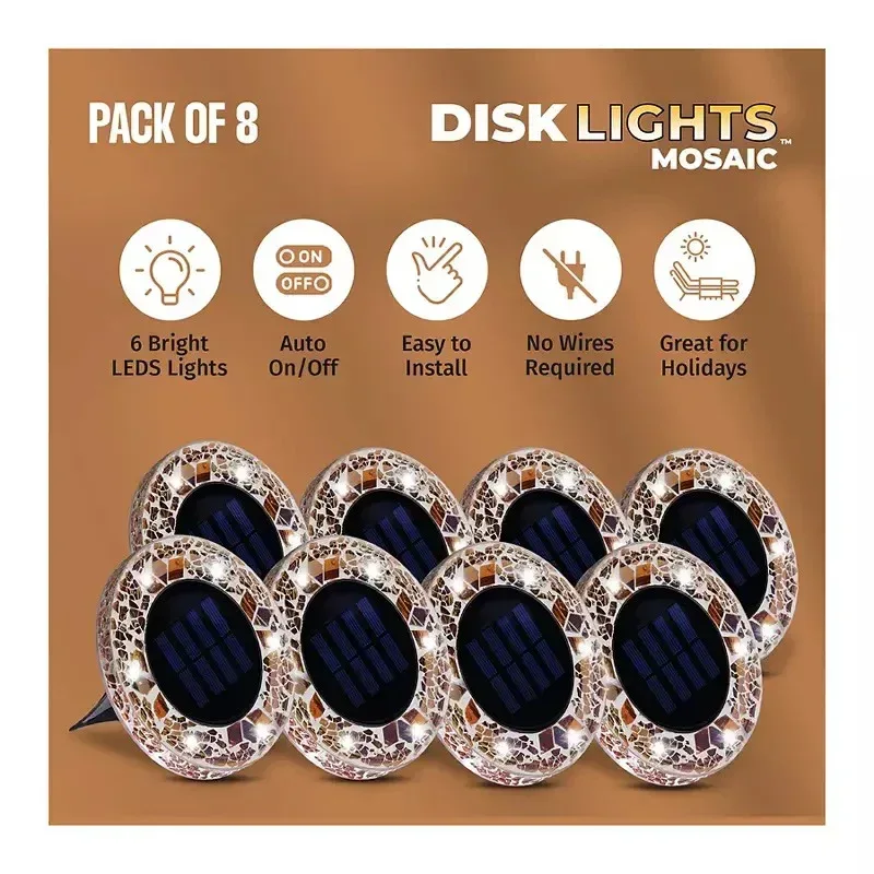 Bell + Howell Solar Mosaic Disk Lights Tan, 8 pk. - Image 6