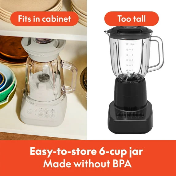 bella 10 Speed Countertop Blender, 48 oz Dishwasher Safe Pitcher, Juicer & Smoothie Maker with Fits-Anywhere™ Slim Flip & Store Design, Stainless Steel Blade, Oatmilk - Image 5
