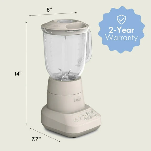 bella 10 Speed Countertop Blender, 48 oz Dishwasher Safe Pitcher, Juicer & Smoothie Maker with Fits-Anywhere™ Slim Flip & Store Design, Stainless Steel Blade, Oatmilk - Image 7
