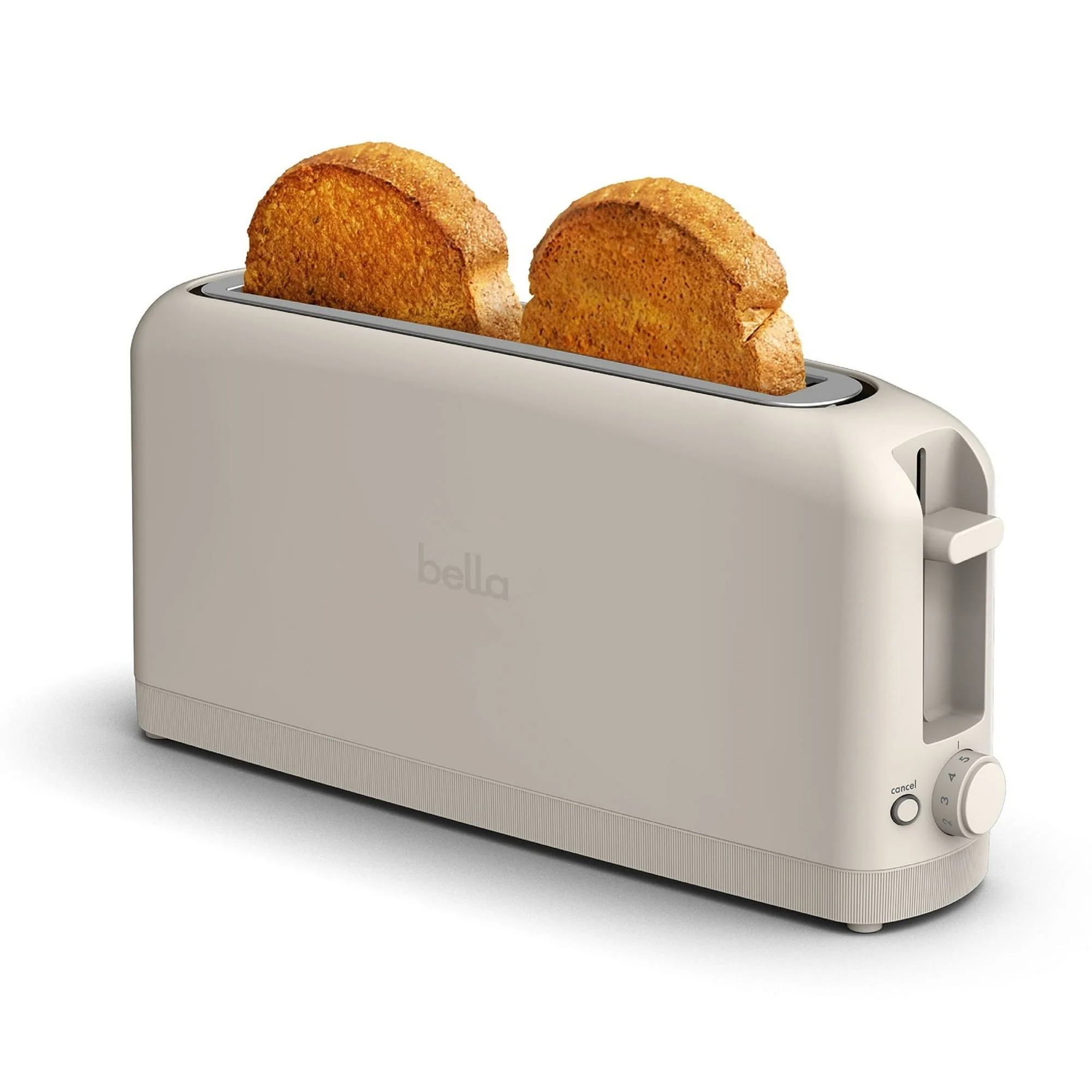 bella 2-Slice Slim Toaster with Extra Long Slot, 6 Setting Shade Control with Reheat & Cancel Buttons, Oatmilk - Image 2
