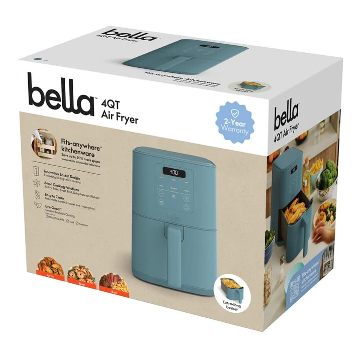 bella 4 Qt Slim Digital Air Fryer with EverGood™ Ceramic Nonstick Coating, 6 Preset Cooking Options, Surf - Image 10