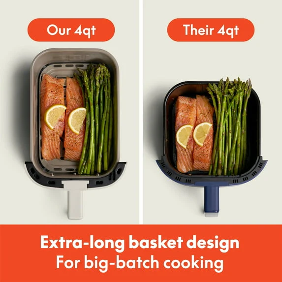 bella 4 Qt Slim Digital Air Fryer with EverGood™ Ceramic Nonstick Coating, 6 Preset Cooking Options, Surf - Image 8