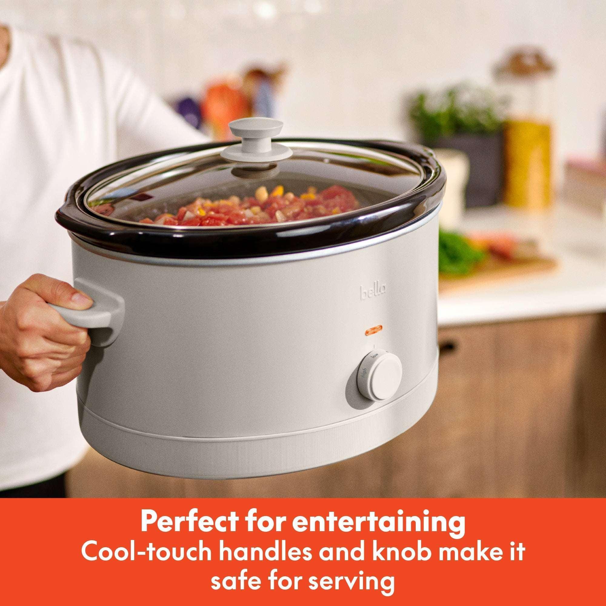 bella 6 Qt Manual Slow Cooker with 3 Temperature Settings, Ceramic Nonstick Coating, Dishwasher Safe Stoneware Pot & Tempered Glass Lid, Oatmilk - Image 6