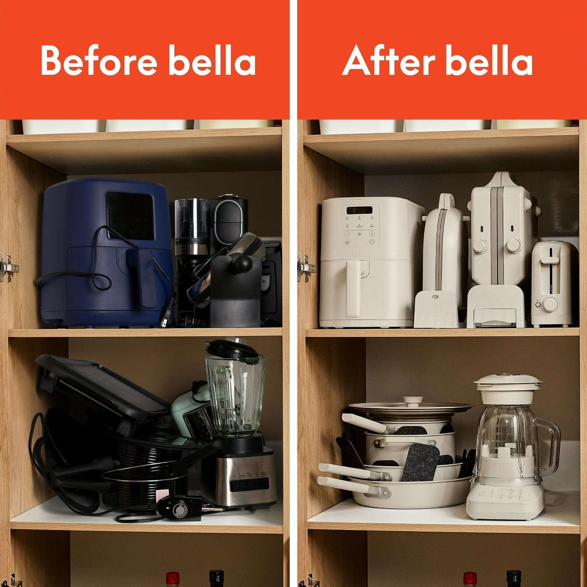 bella 8-Piece Piece Ceramic Nonstick Cookware Set with Removable Handles, Oatmilk - Image 5
