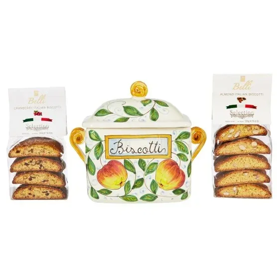 Belli Biscotti Hand Painted Ceramic Jar, Italian Semi Soft Biscotti, 2-pack, 17.6 oz. total - Image 2