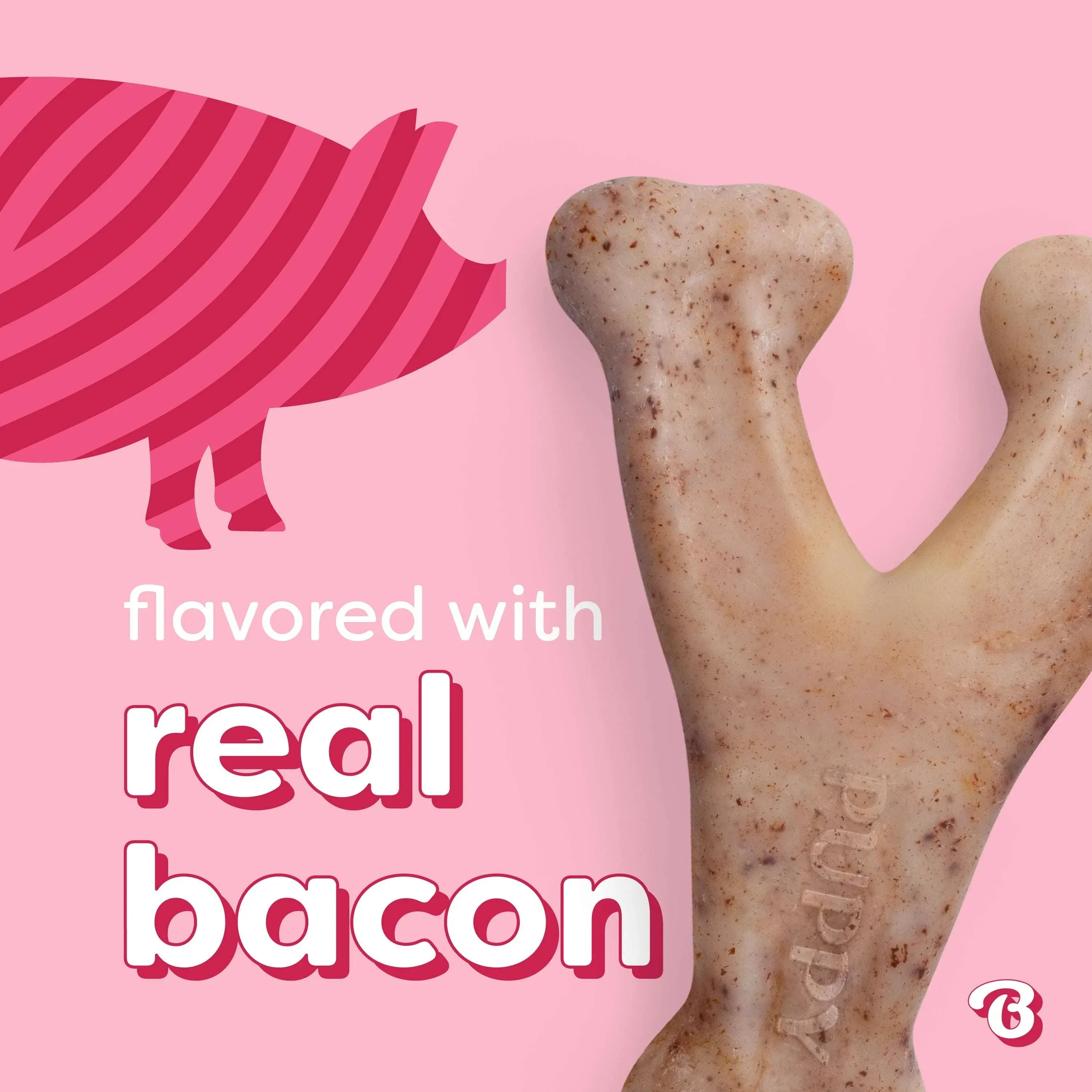 Benebone Essentials Puppy 2-pack Rubber Bone/Wishbone Bacon Tiny - Image 4