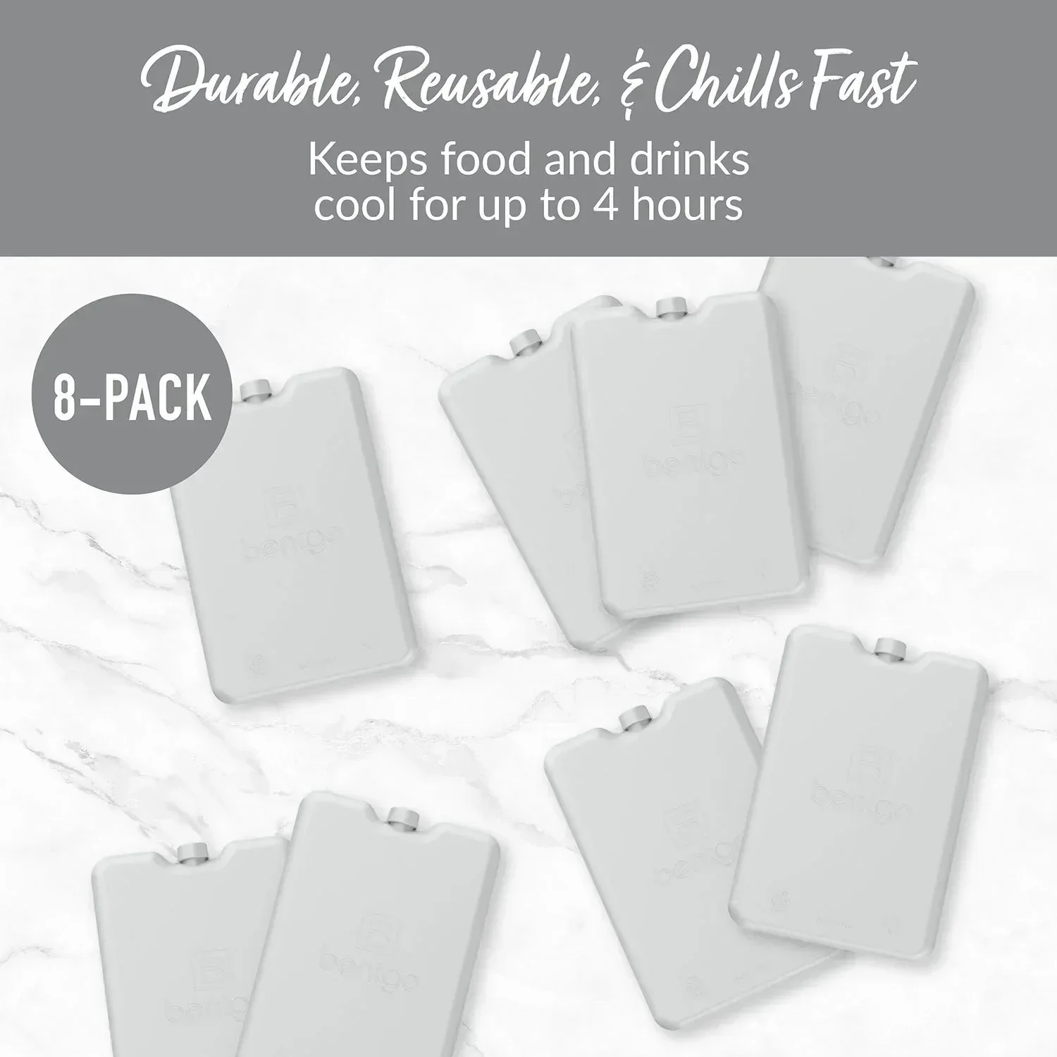 Bentgo Chillers Reusable Ice Packs, 8-Pack, Gray - Image 2