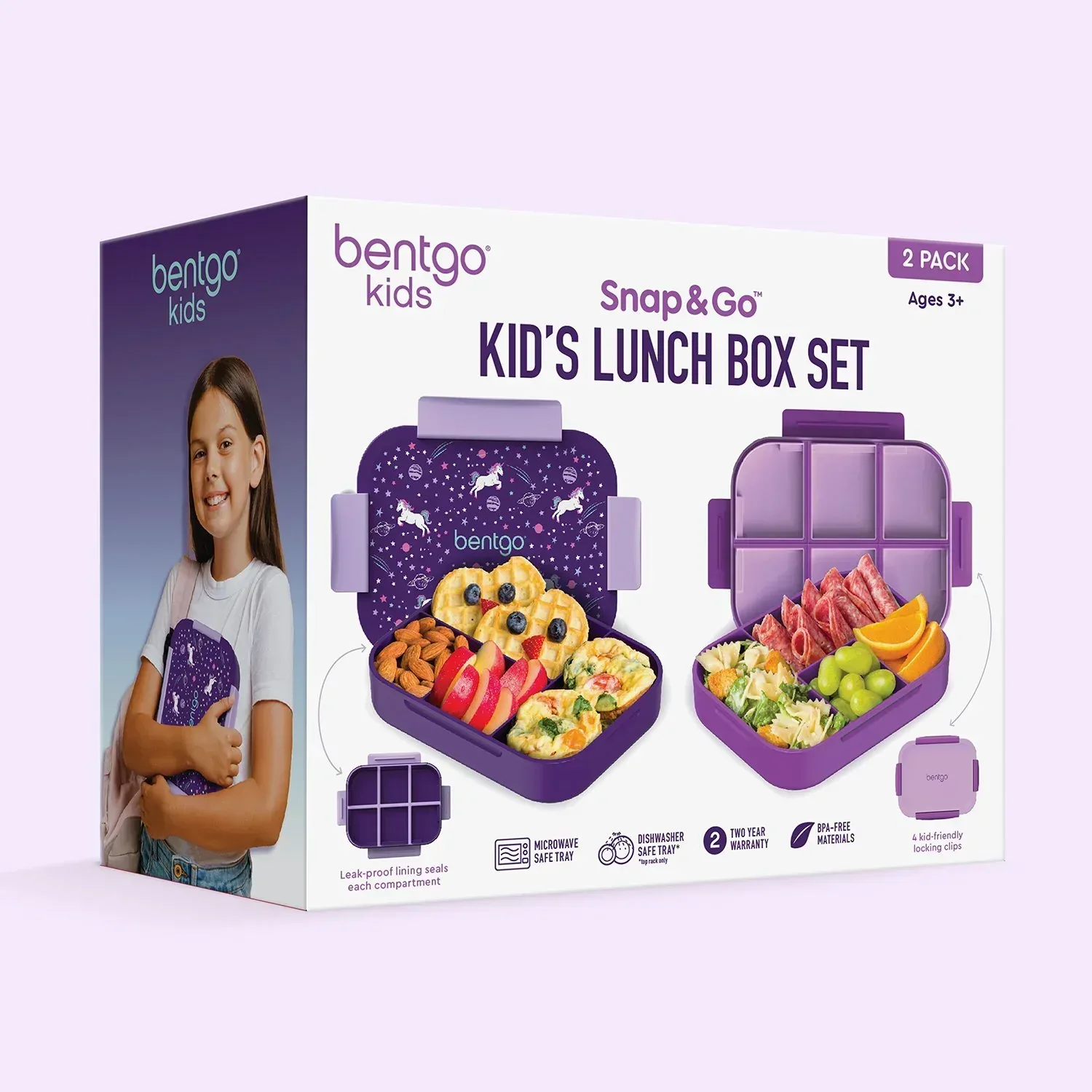 Bentgo Kids 2-Pack Snap & Go Leak-Proof Lunch Box - Image 2