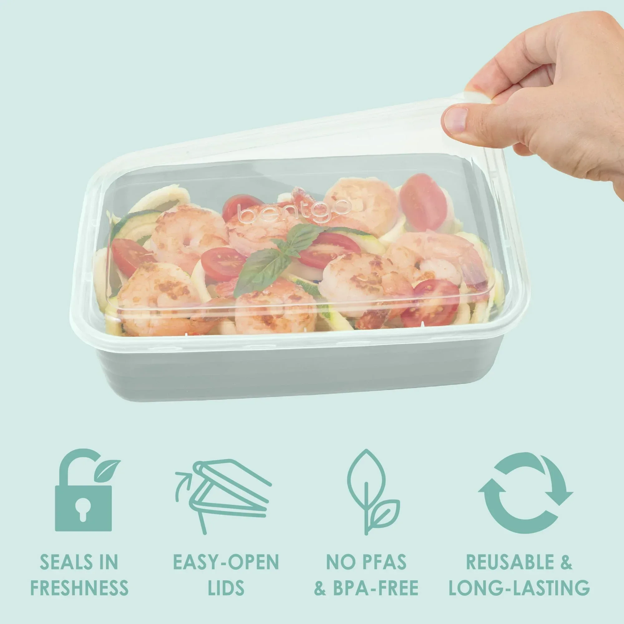 Bentgo Prep - 20-Piece 1-Compartment Reusable Meal Prep Containers with Lids, PFAS & BPA Free Materials, Durable, Microwave, Freezer, & Dishwasher Safe To Go Food Storage - Image 12