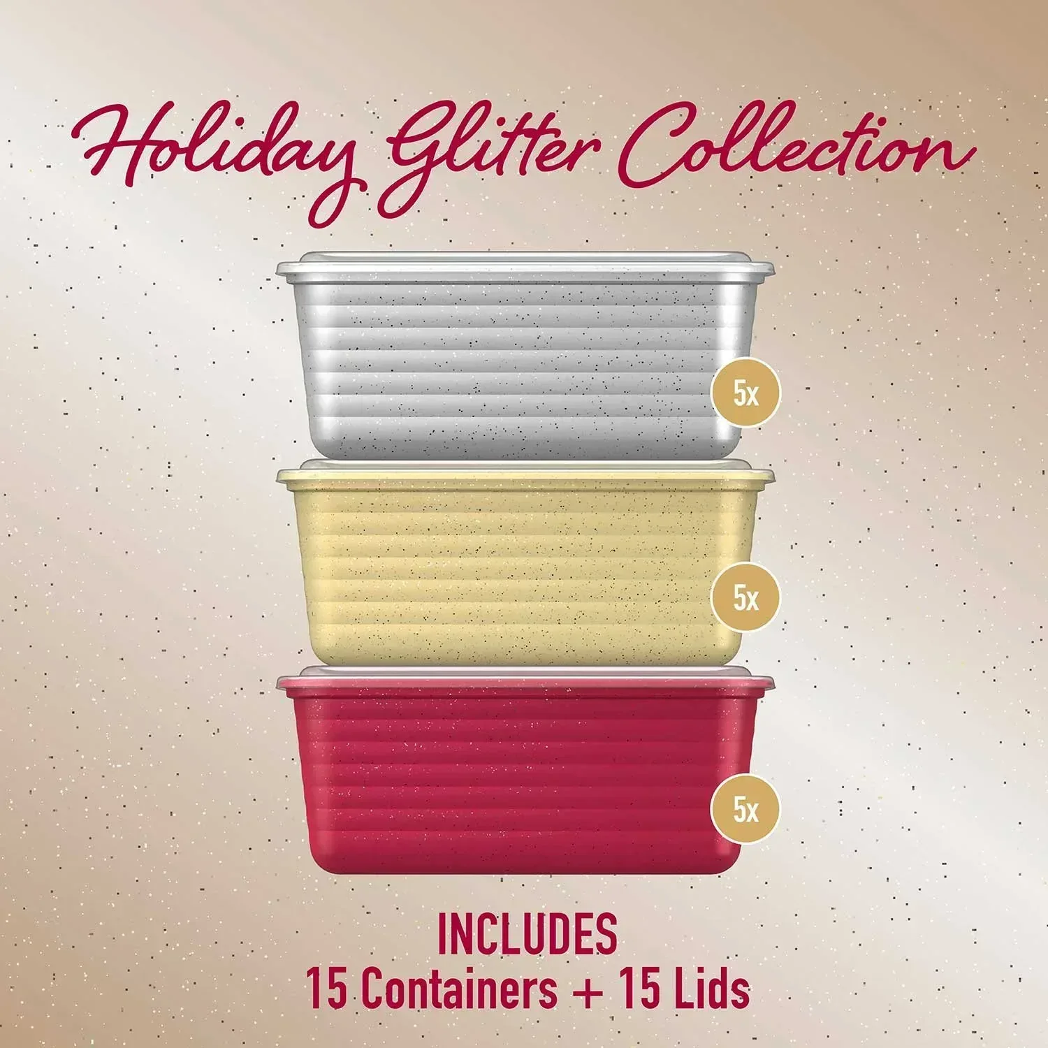 Bentgo Prep 30-Piece Deep-Dish Food Storage Set, Holiday Glitter Collection - Image 3