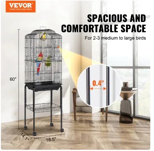 BENTISM 60 inch Flight Bird Cage Metal Large Parakeet Cages for Cockatiels Parrot - Image 2