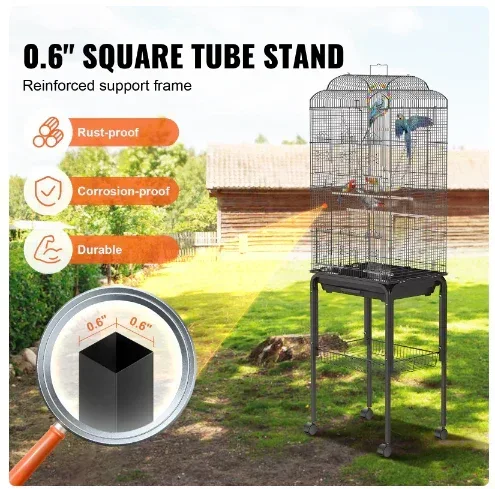 BENTISM 60 inch Flight Bird Cage Metal Large Parakeet Cages for Cockatiels Parrot - Image 3
