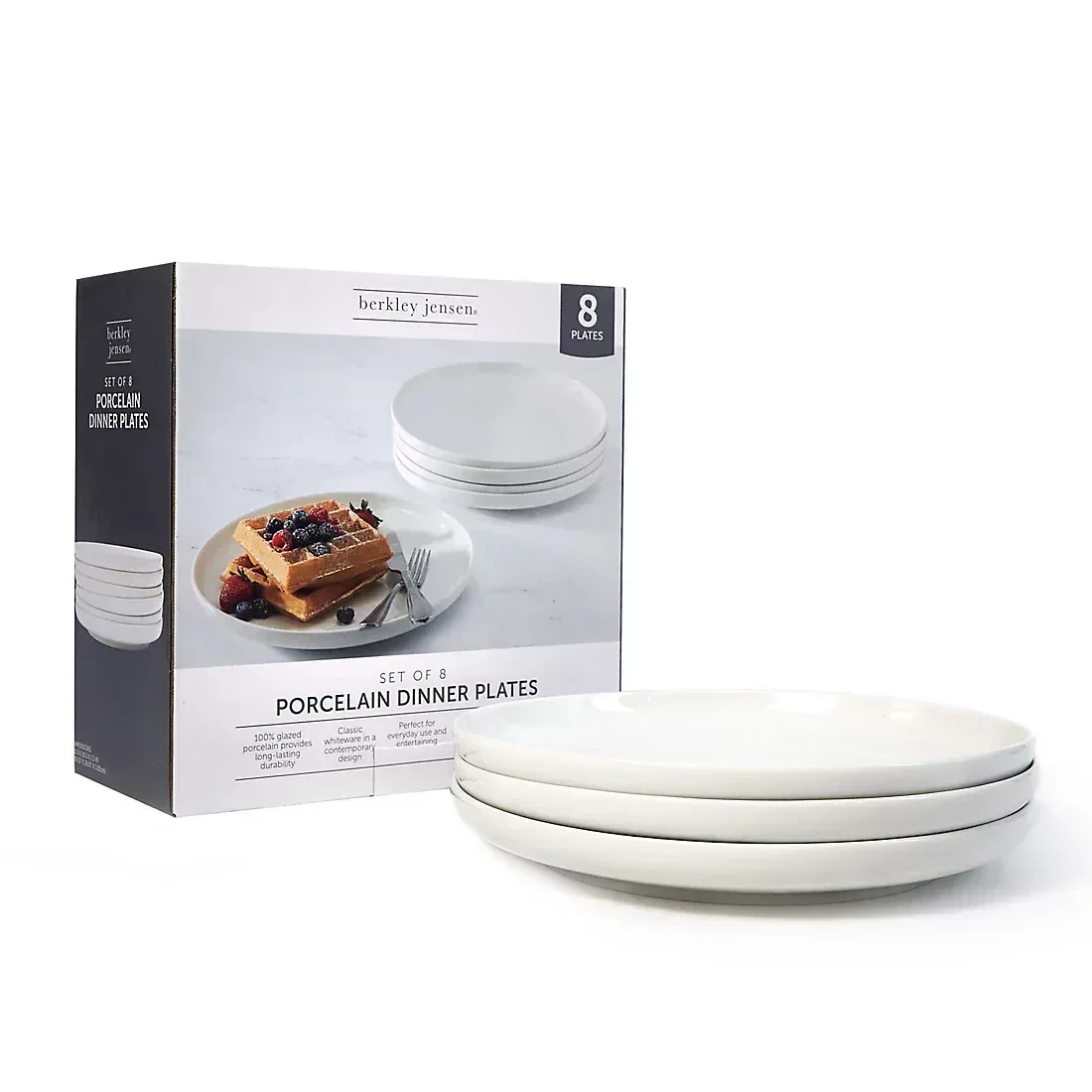 Berkley Jensen 10.5" Porcelain Dinner Plates, 8 pk. - White - Image 4