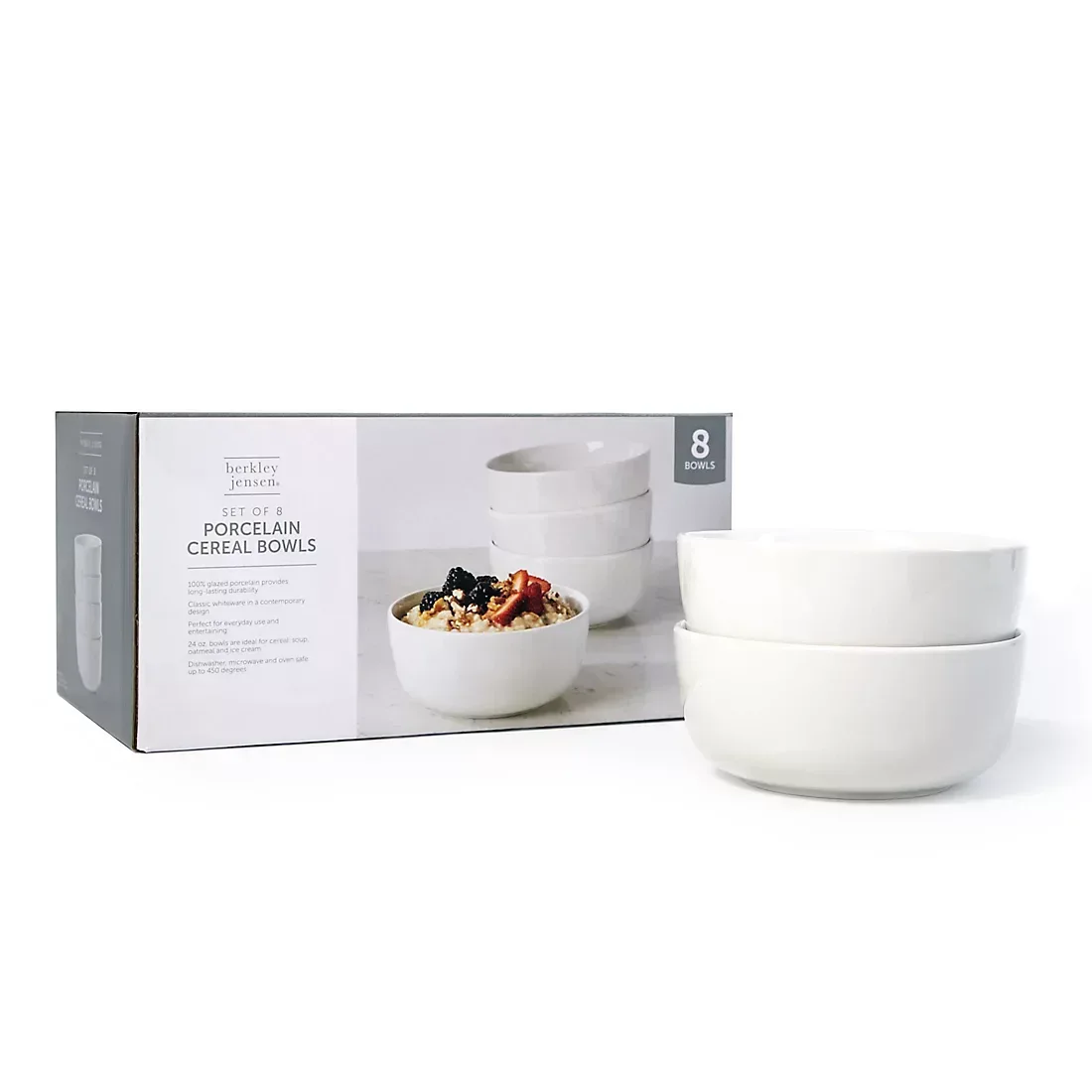 Berkley Jensen 6" Porcelain Cereal Bowls, 8 pk. - White - Image 4