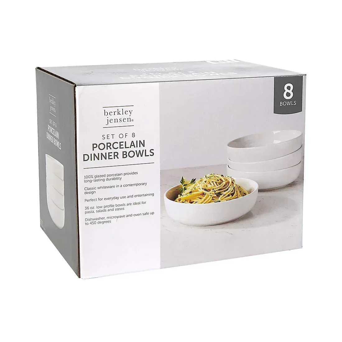 Berkley Jensen 8" Porcelain Dinner Bowls, 8 pk. - White - Image 2