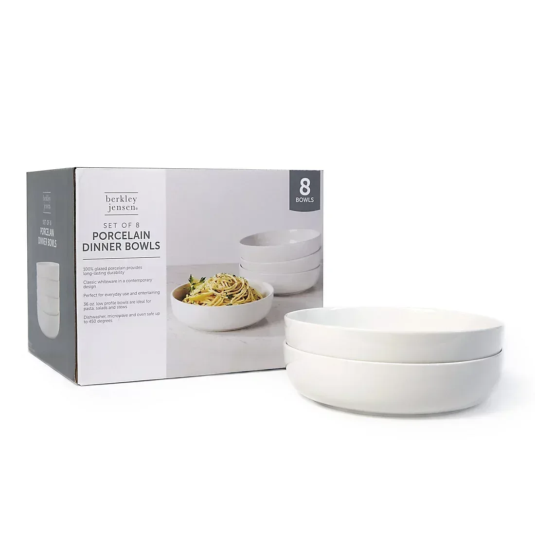 Berkley Jensen 8" Porcelain Dinner Bowls, 8 pk. - White - Image 4