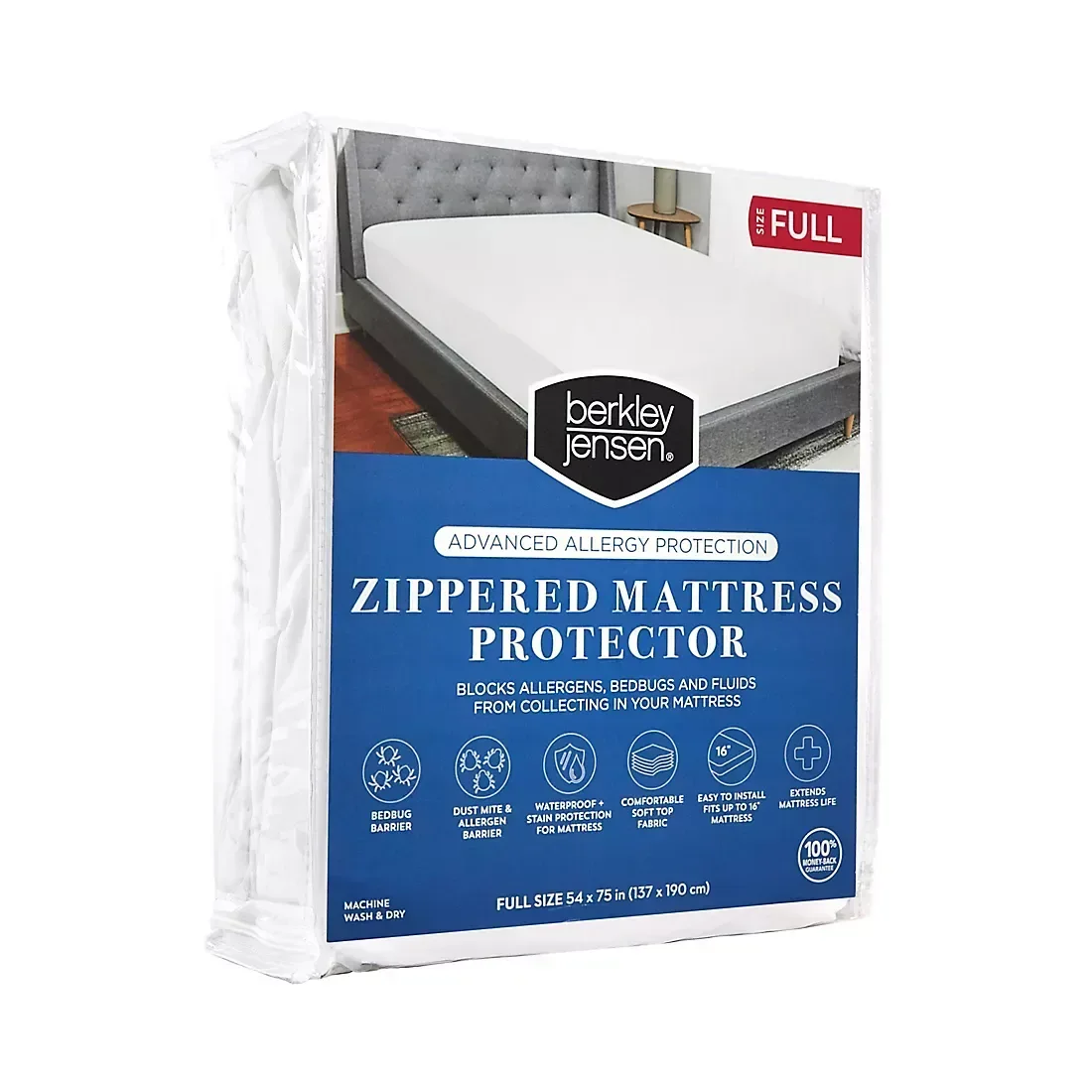 Berkley Jensen Allergy Advanced Zippered Full-Size Mattress Protector - Image 2