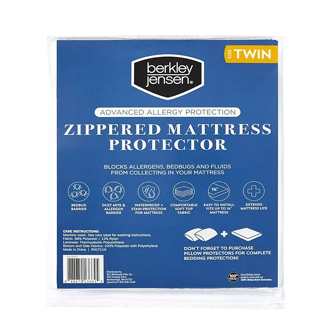 Berkley Jensen Allergy Advanced Zippered Twin-Size Mattress Protector - Image 3