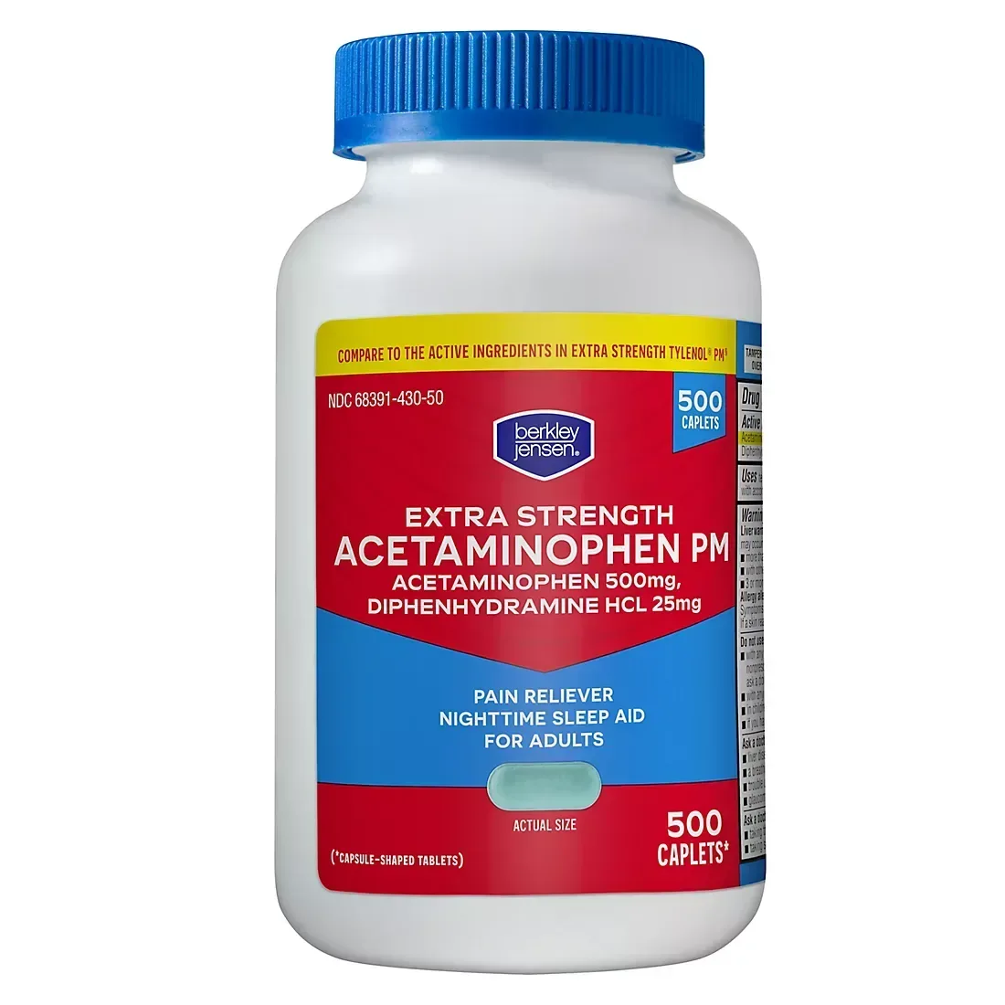 Berkley Jensen Extra Strength Acetaminophen PM Caplets, 500 Count
