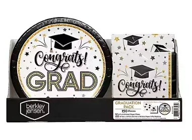 Berkley Jensen Grad Time Party Pack with 10" Plates and Napkins, 150 ct.