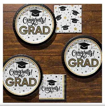 Berkley Jensen Grad Time Party Pack with 10" Plates and Napkins, 150 ct. - Image 2