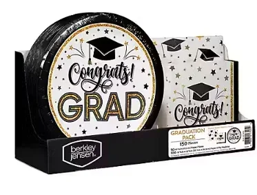Berkley Jensen Grad Time Party Pack with 10" Plates and Napkins, 150 ct. - Image 3