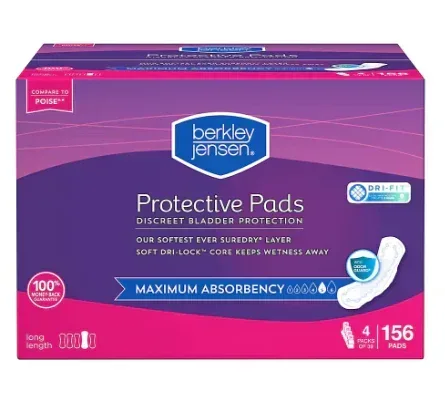 Berkley Jensen Incontinence and Post Partum Bladder Control Pad, Maximum Absorbency, 156 ct.