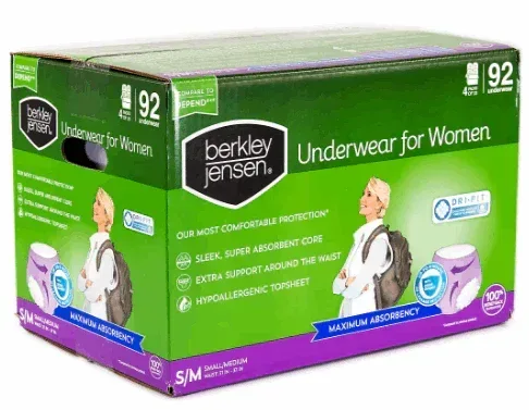 Berkley Jensen Incontinence & Postpartum Underwear for Women, Small/Medium, Maximum Absorbency, 92 Count - Image 2