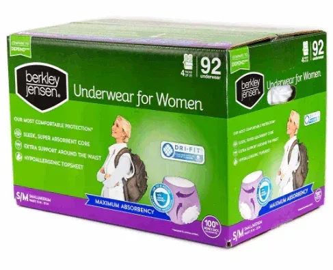 Berkley Jensen Incontinence & Postpartum Underwear for Women, Small/Medium, Maximum Absorbency, 92 Count - Image 3