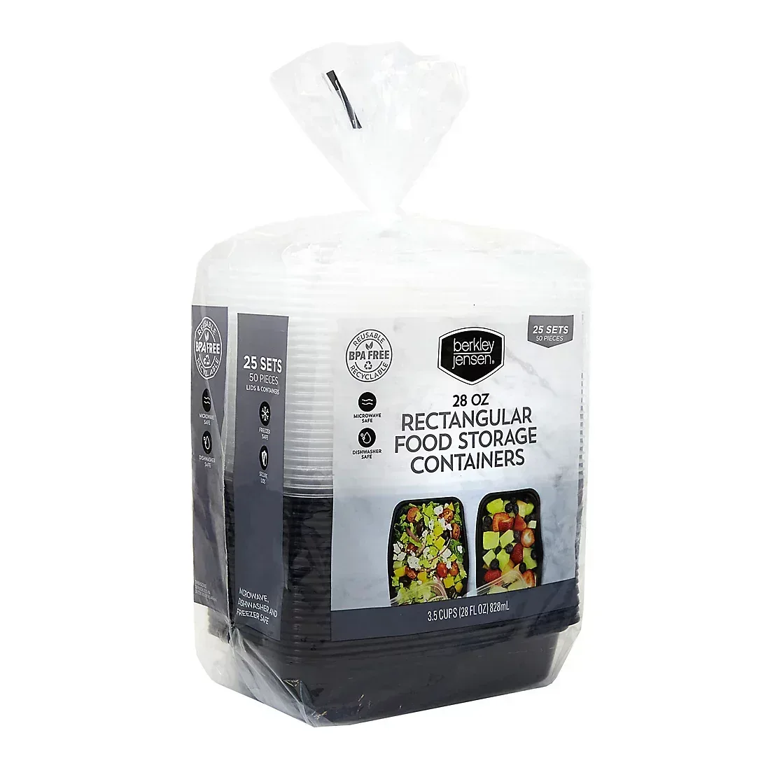 Berkley Jensen Rectangular Food Storage Containers, 28 oz./50-pc. set - Image 2