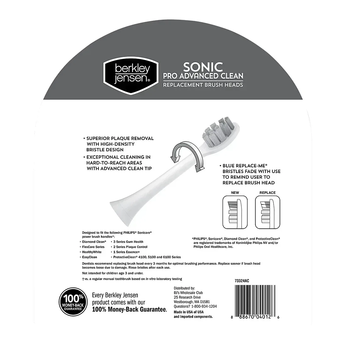 Berkley Jensen Sonic Pro Advanced Clean Replacement Brush Heads, 6 pk. - Image 3