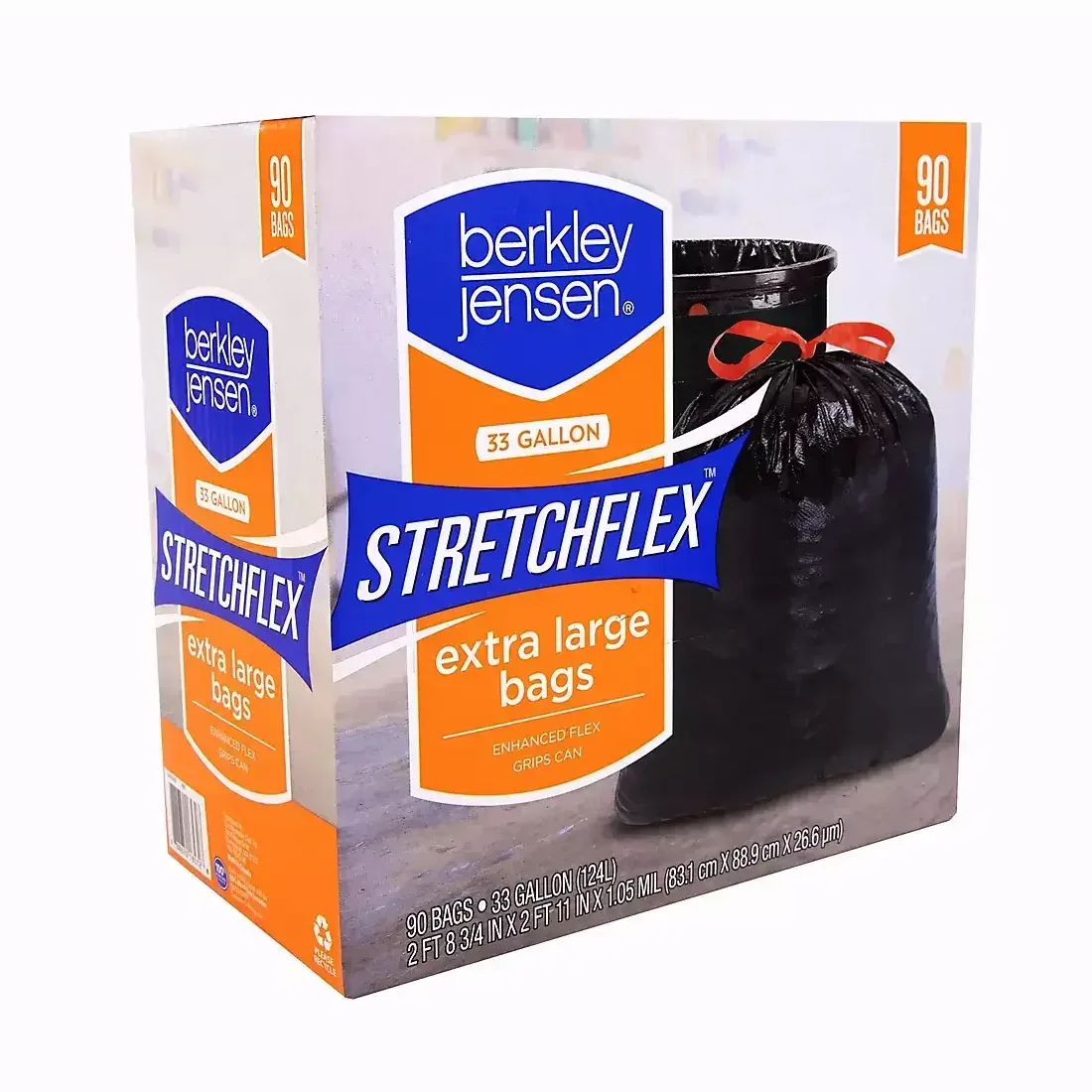 Berkley Jensen Stretchflex Drawstring Trash Bags, 90 ct./33 gal. - Image 2