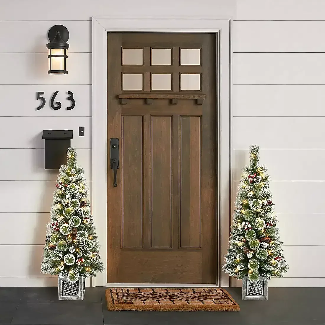 Berkley Jenson 4' Pre-lit Flocked Potted Trees, 2 pk.