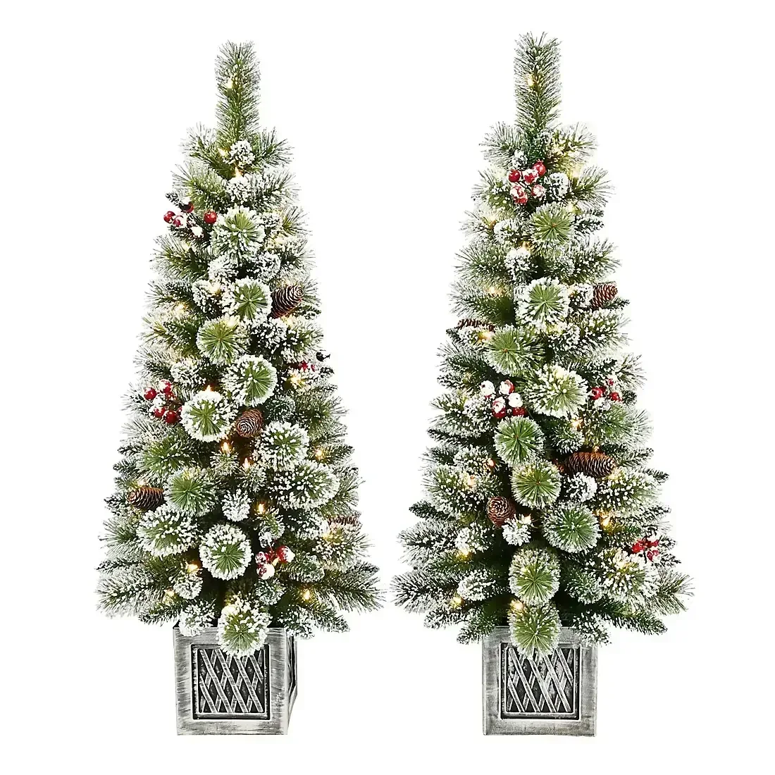Berkley Jenson 4' Pre-lit Flocked Potted Trees, 2 pk. - Image 2