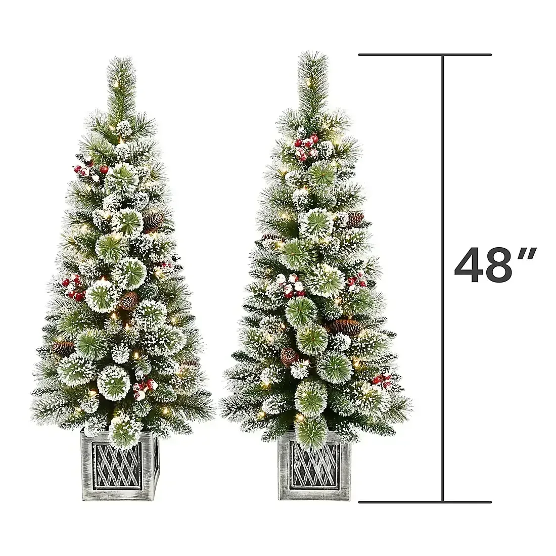 Berkley Jenson 4' Pre-lit Flocked Potted Trees, 2 pk. - Image 3