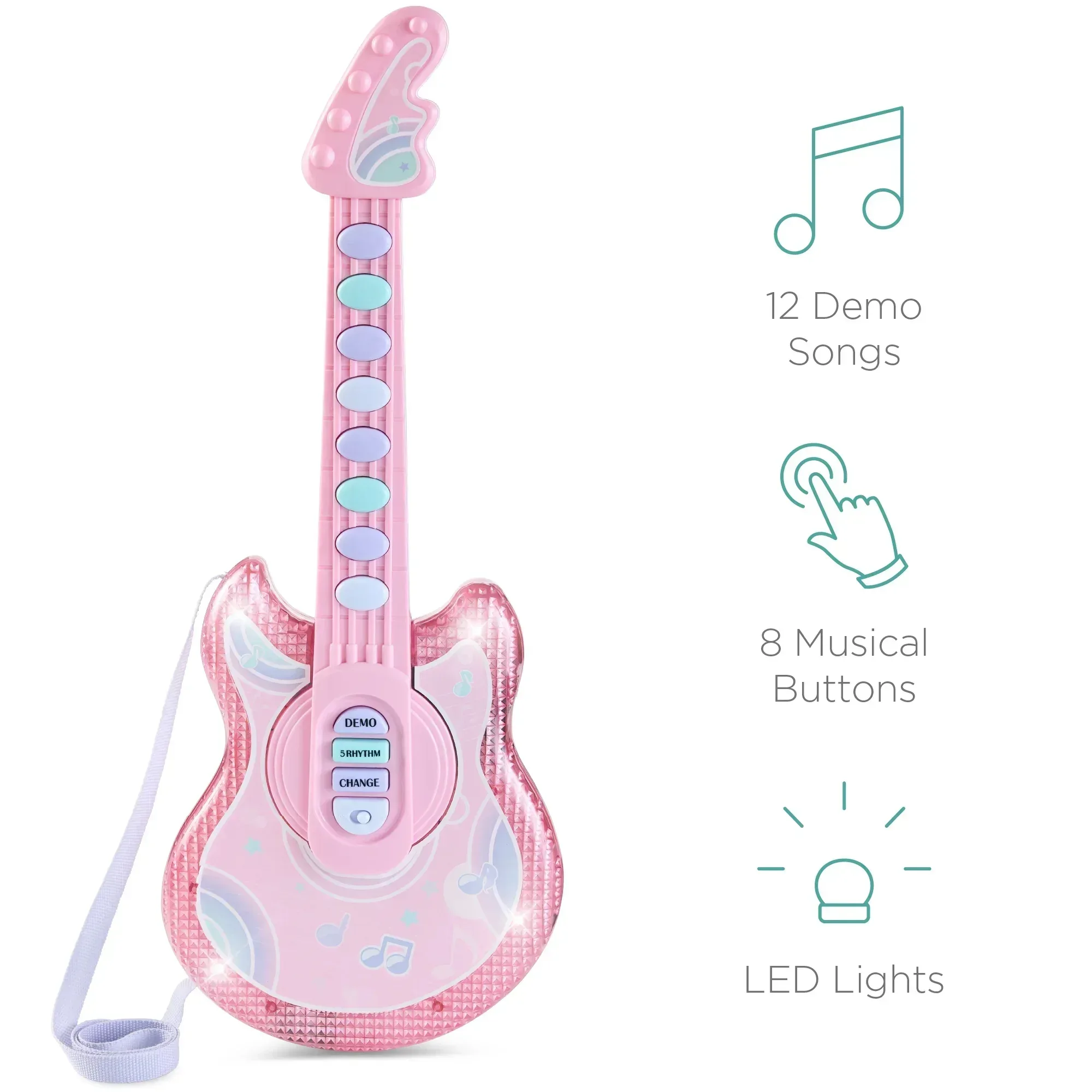 Best Choice Products 19in Kids Flash Guitar, Pretend Play Musical Instrument Toy for Toddlers w/ Mic, Stand - Image 11
