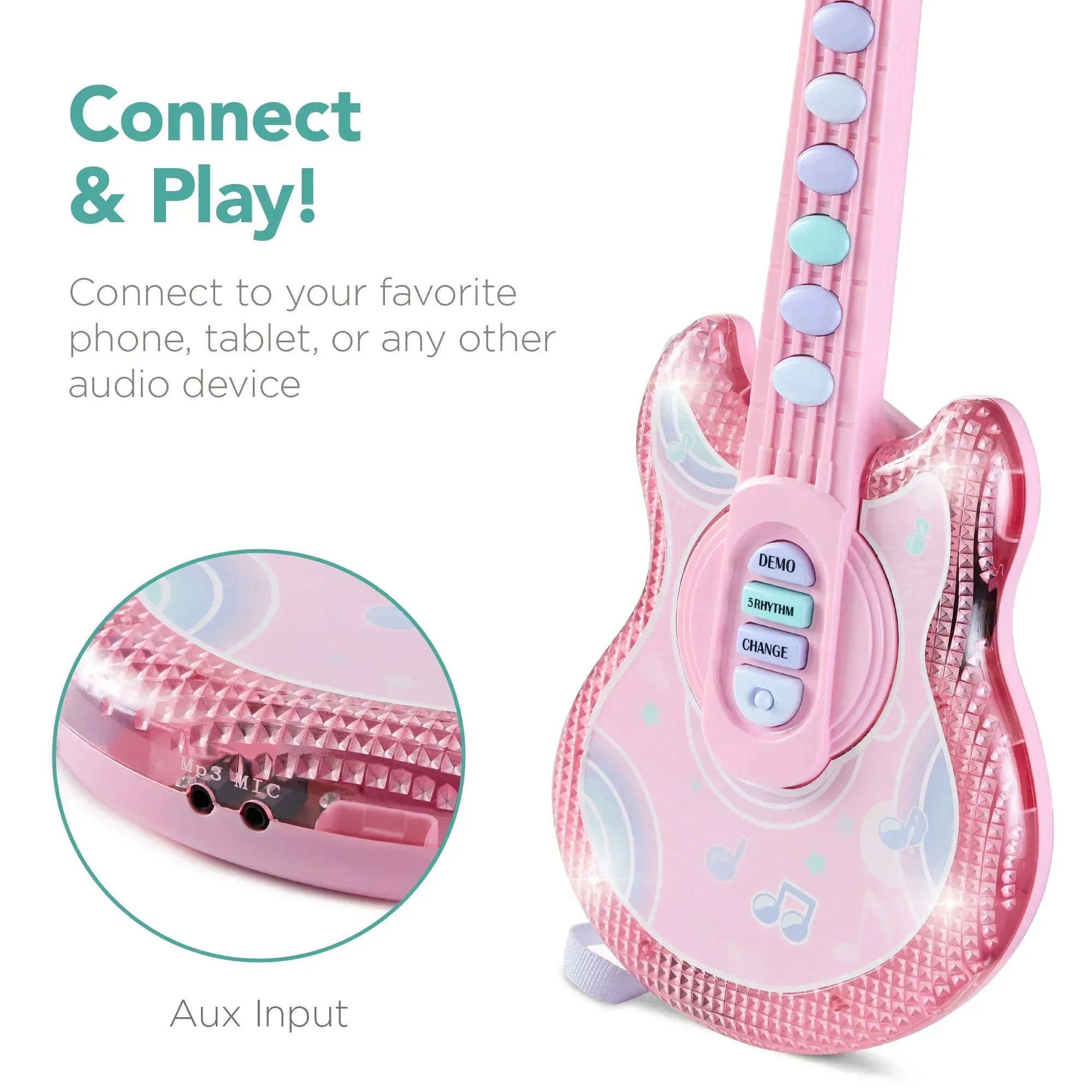 Best Choice Products 19in Kids Flash Guitar, Pretend Play Musical Instrument Toy for Toddlers w/ Mic, Stand - Image 12