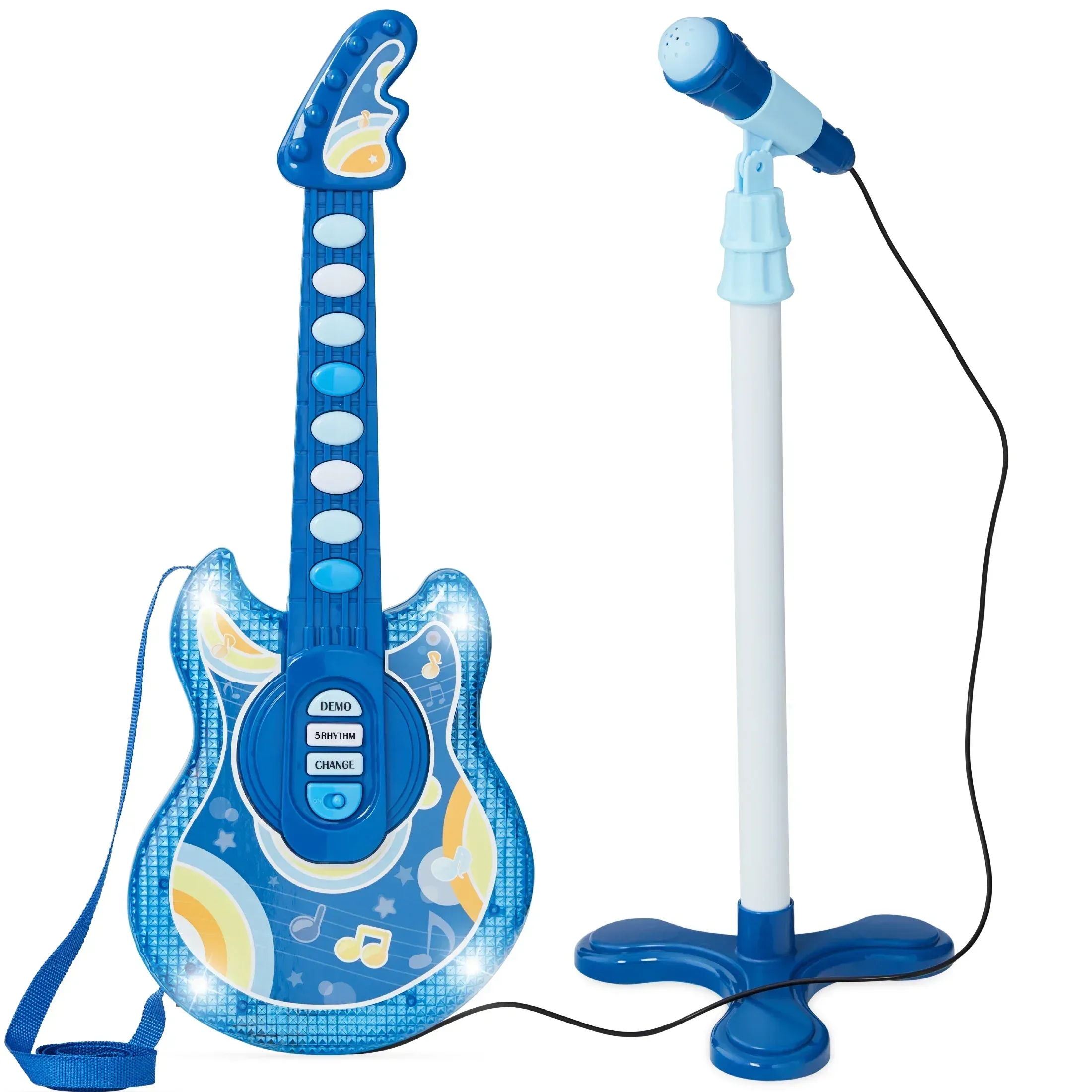 Best Choice Products 19in Kids Flash Guitar, Pretend Play Musical Instrument Toy for Toddlers w/ Mic, Stand - Image 14